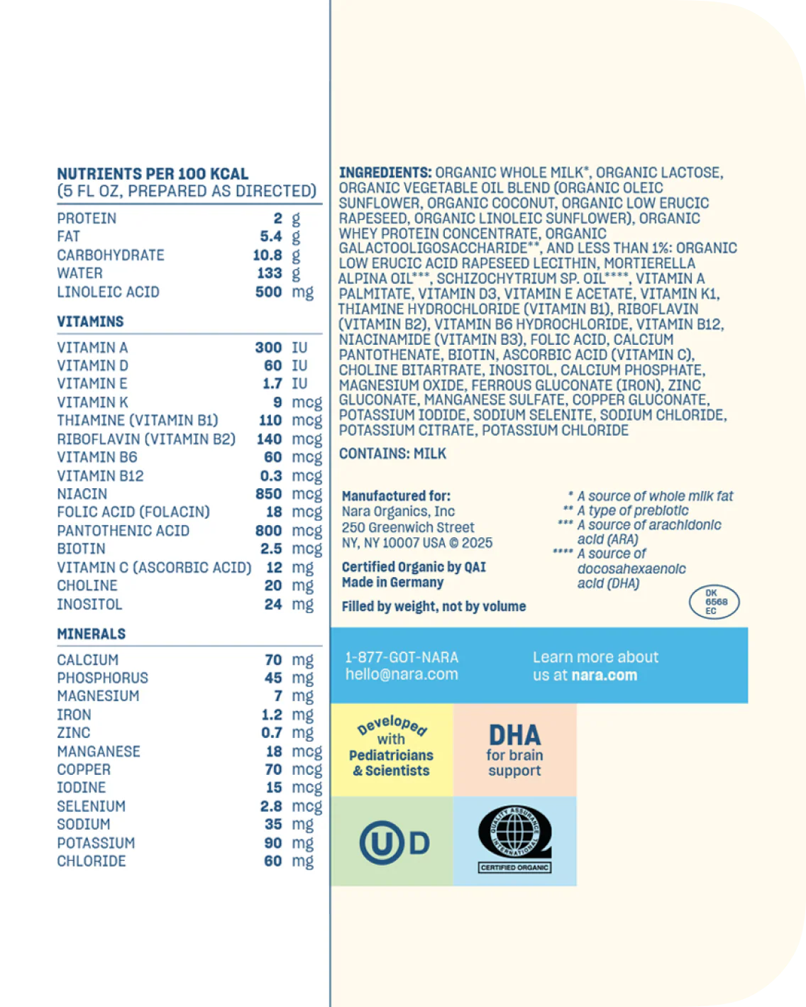 Organic Whole Milk Infant Formula